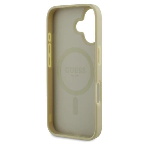 Coque baksida för iPhone 16 Resistenta MagSafe Guess Guld Gul