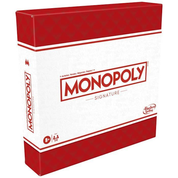 Monopoly Signature, brädspel för barn, sällskapsspel från 4 år, fransk version rosa och vitt