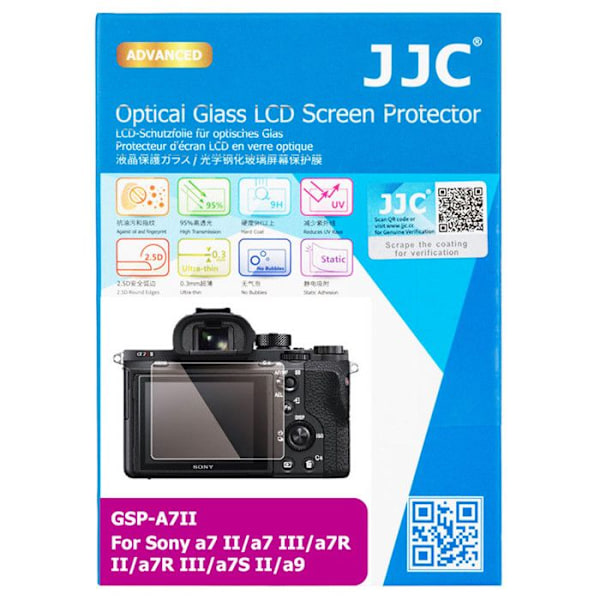 JJC cran LCD i optiskt glas Skärm skydd för Sony a7ii/a7rii/ilce-7m2/7rm2 Kamera - Transparent - GSP-A7II