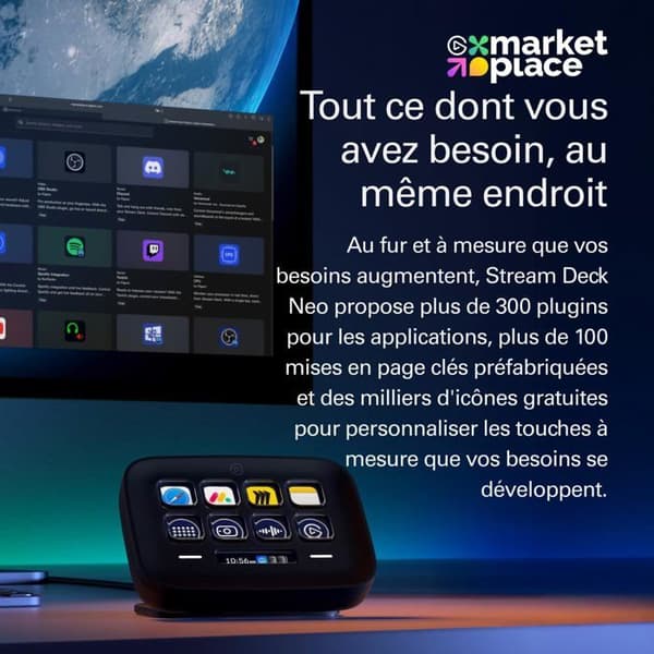 Stream Deck Neo - ELGATO - 8 Anpassningsbara Touchknappar - Kompatibel med Mac/PC - Miljöansvarig - 2 Touchpunkter