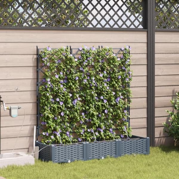 Blomlådor med vattensystem 3 st Ljusgrå