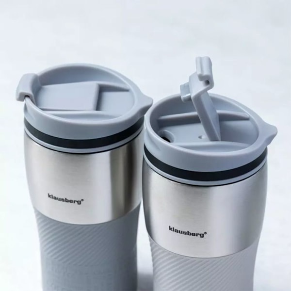 Muggtermos - KLAUSBERG - KB-7626 - Rostfritt Stål - 320 ml - Dubbelvägg grå