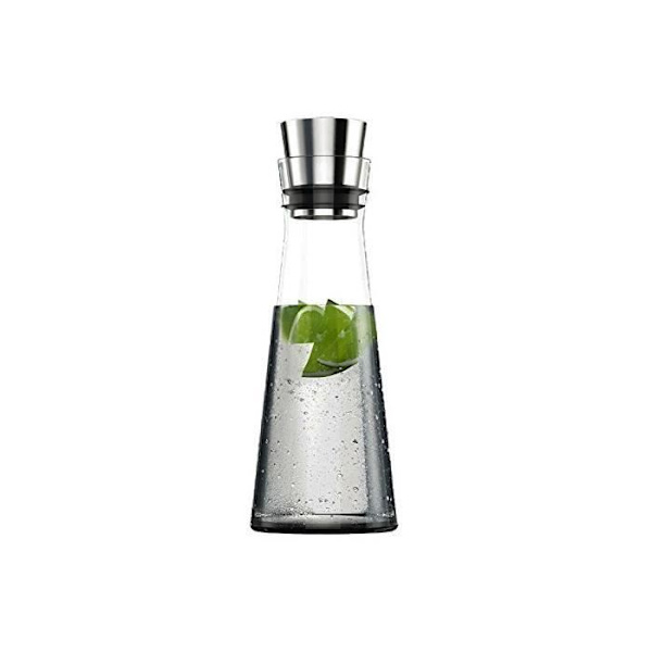 Karaff - EMSA - FLOW SLIM - 1,0 liter - Glas - Rostfritt stål - Transparent Transparent, Rostfritt stål