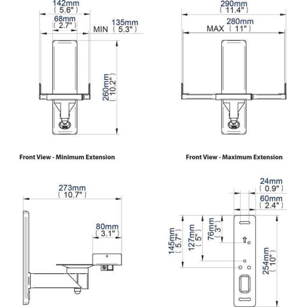 B-Tech Mountlogic BT77 Vit Högtalarstativ - Par - Tilt - 25 kg