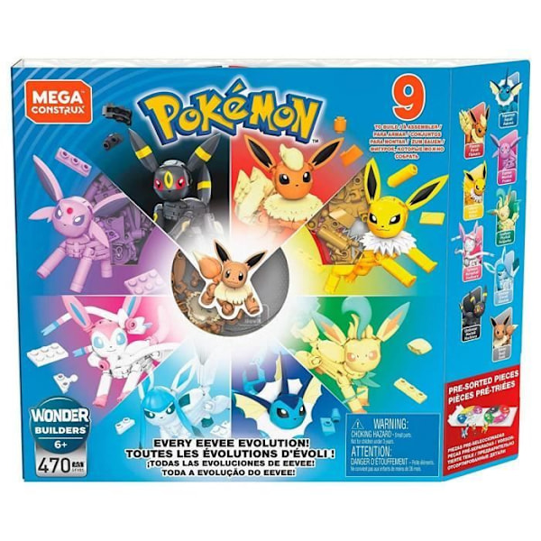 Byggspel - MATTEL - Eevee Evolution Collection Block - 470 stycken - Blå - Barn Blå