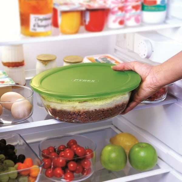 PYREX Ugnsform + lock Cook and Store Basic 26 cm transparent Grönt och transparent