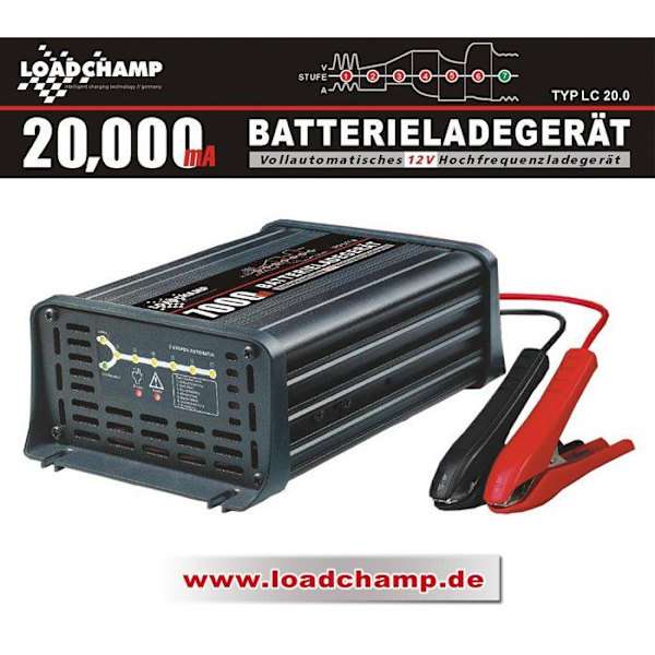 Loadchamp LC 20.0 Vollautomatisches Ladegerat batteriladdare (20000mA/20A) svart
