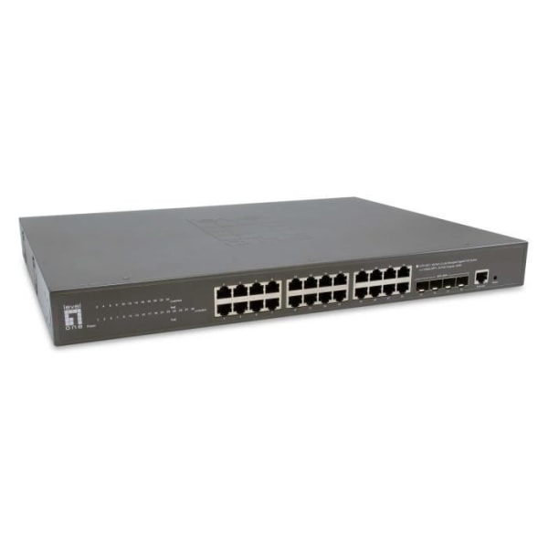 L3 Gigabit Ethernet-hanterad nätverksswitch - LEVELONE - GTP-2871 - 24 RJ-45 Ethernet-portar - 4 SFP+-portar Grå