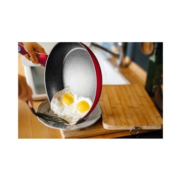 Stekpanna 20cm Röd Metall, Marmorbeläggning - Aluminium Turbo induktion Röd