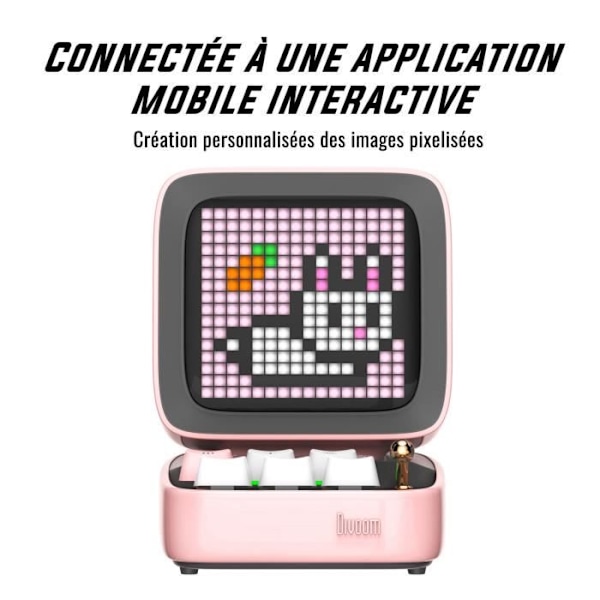 Divoom Ditoo Pro Pink Bluetooth-högtalare med 15W Pixel-skärm Rosa