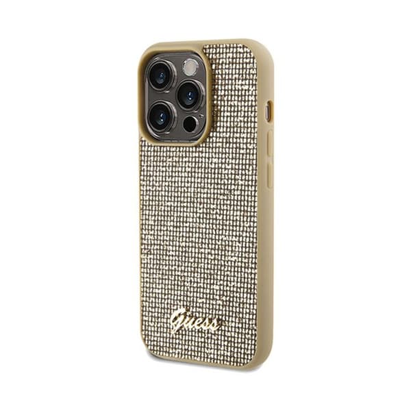 Guess Disco Metal Script - Fodral för iPhone 14 Pro Max (guld)