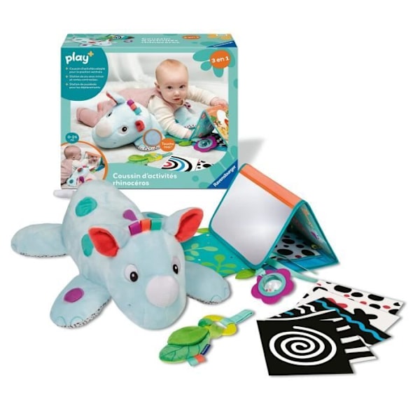 Ravensburger play+, Aktivitetskudde - Noshörning, 0-12 månader, Första ålder, bebis Flerfärgad
