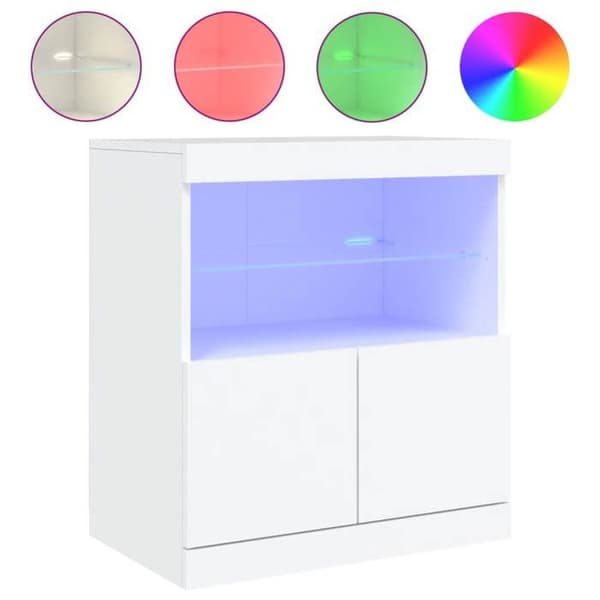 vidaXL Buffé med LED-lampor vit 60x37x67 cm 836651