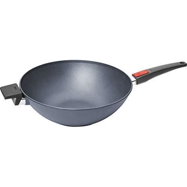 Woll 11034DPSL Diamond Lite Cast Iron Wok Swivel och Rührpfanne i låda med glaslock cm, Diameter 34 cm-Höjd