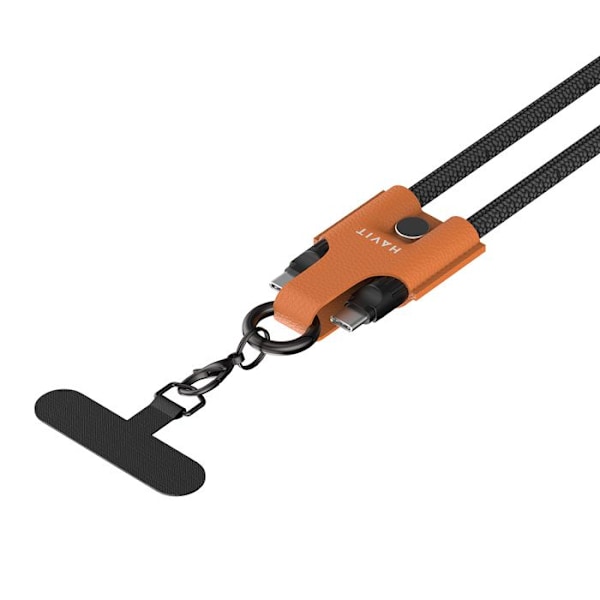 Datakabel Typ-C till Typ-C, snabbladdning, PD60W, 3,0A, 1,2m - Havit (CB6344) - Svart / Brunt