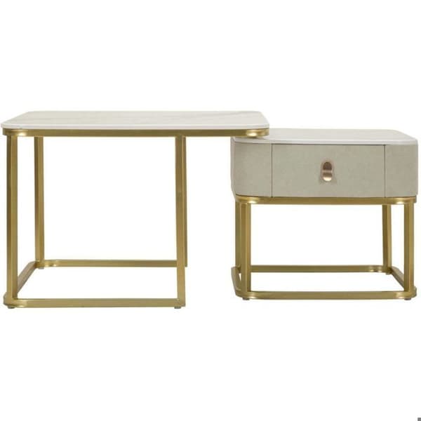 Set med 2 stapelbara sidobord i MDF och metall Beautry
