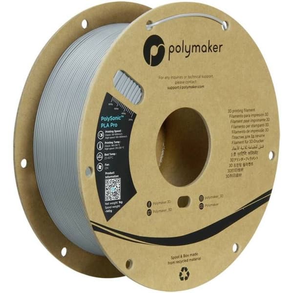 Polymaker PA13003 Filament PLA+ filament hög hastighet, stötresistent 1.75 mm 1000 g grå PolySonic™ 1 st.