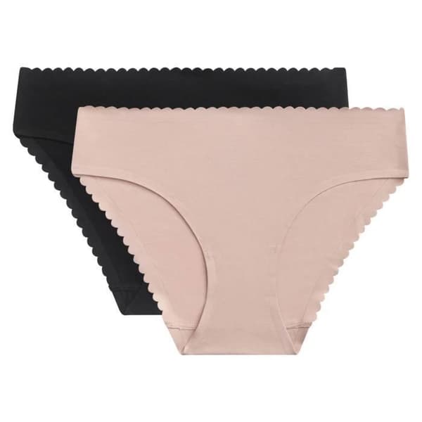 Paket med 2 bomullstrings Body Touch Easy Ny hud/svart 40/42