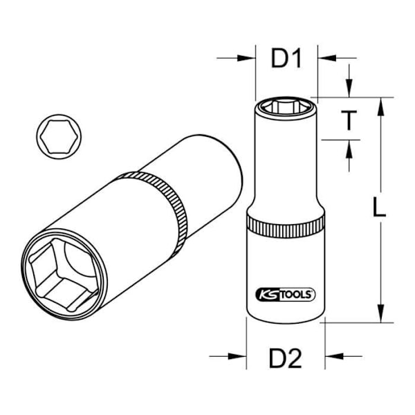 6-punkts uttag - KS TOOLS - KST-917.1306 - 35 mm - Grå - Arbeta med metall