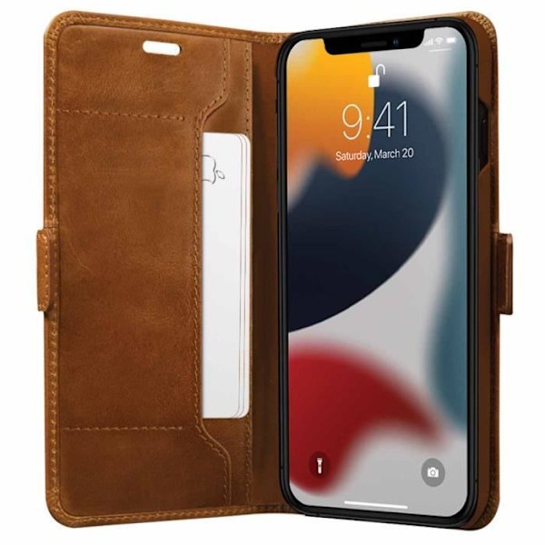 Plånbokstelefonfodral - dbramante1928 - iPhone 13 - Brunt läder - Halvstyvt - Flik kastanj