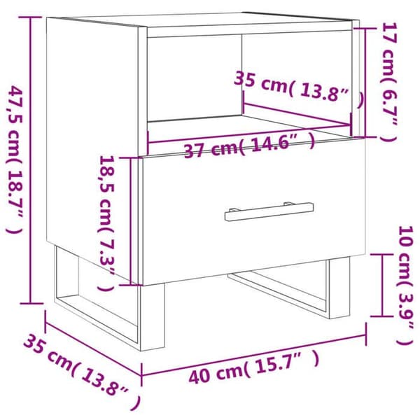 vidaXL Sängbord 2 st Blankvit 40x35x47,5 cm 827489