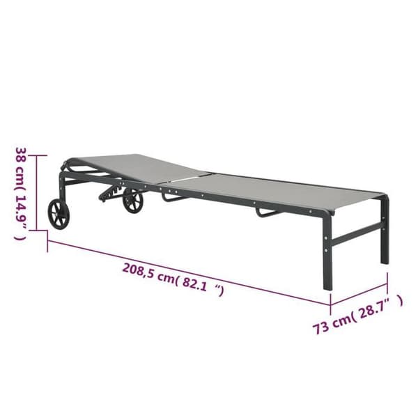 vidaXL Set om 2 Solstolar med Bord, Solsäng, Terasssoffa, Uteplats Stolsäte, Textilène 316828