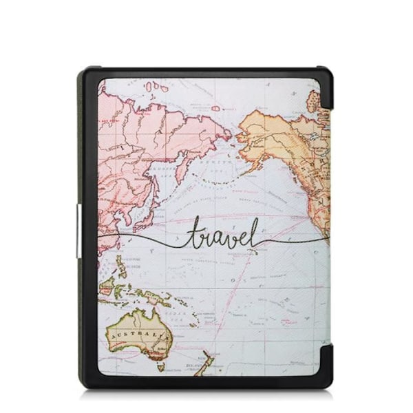 kwmobile eReader Fodral Kompatibel med Kobo Aura Edition 1 - PU Läder Magnetic Flap Cover - World Map Travel Black