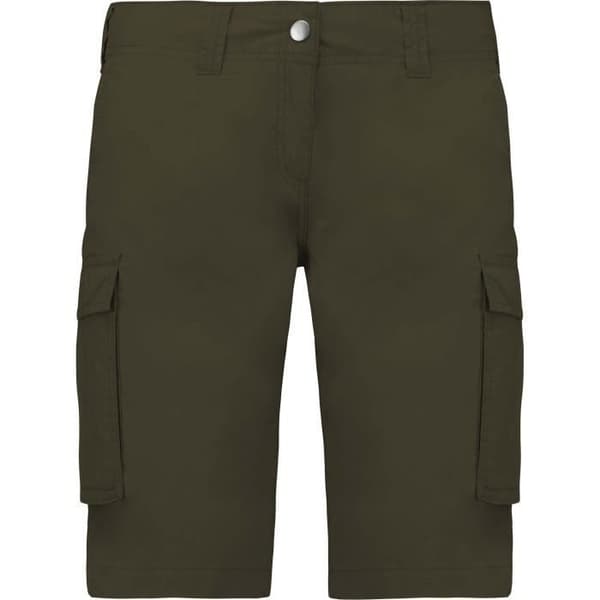 Lättvikts Kariban Multipocket Bermuda dam Ljus khakibrun 46