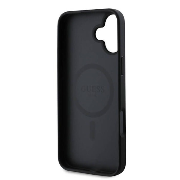Skal till iPhone 16 Plus - Guess Grained Gold Ring MagSafe (GUHMP16MPGHSMMK) - Svart