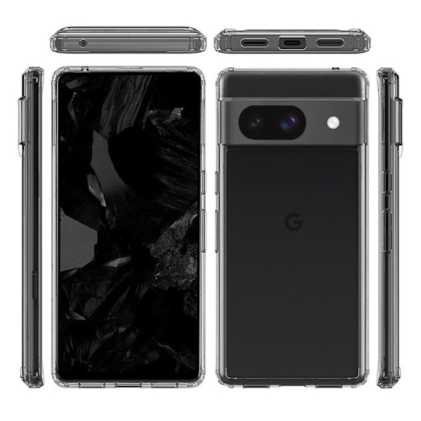 Mobilskal - Crong - Google Pixel 8A - Genomskinlig - Heltäckande skydd - Trådlös laddning kompatibel Transparent