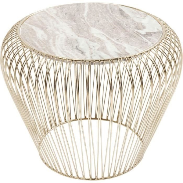 Sidobord Beam guld marmor grå 43cm Kare Design