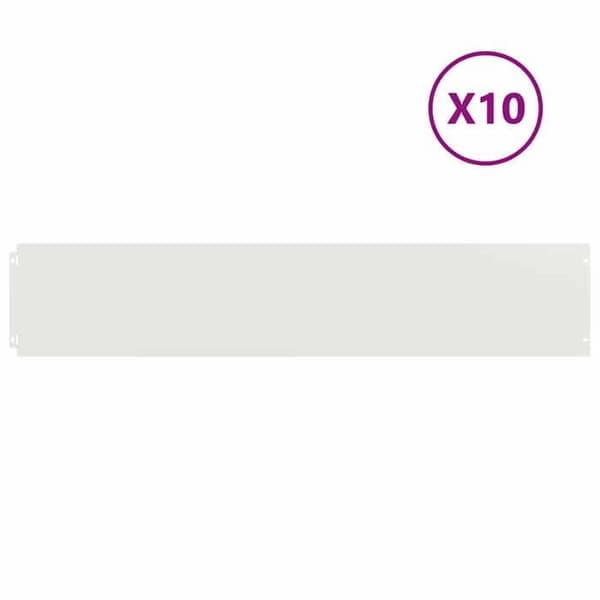 vidaXL Gräskant 10 st 20 x 103 cm Stål Vit 860155