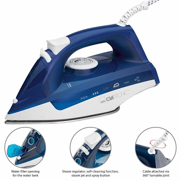 Ångstrykjärn - CLATRONIC - DB 3704 - 2200W - Avkalkningssystem - Rostfri sula