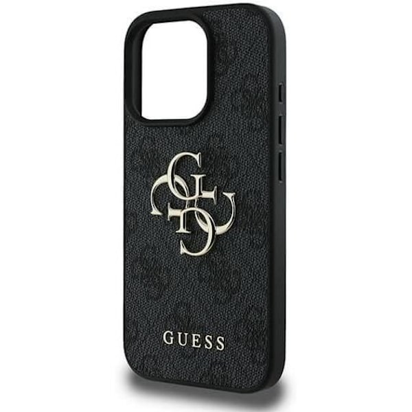 Coque Souple - GUESS - iPhone 16 Pro - Ekologiskt Läder - Svart - 4G Oversized Logotyp Svart