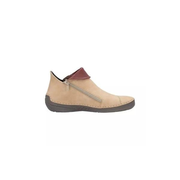 Rieker Kalpi Zip Ankel Boot - Beige - Dam - Hög - Platt - Läder beige 39