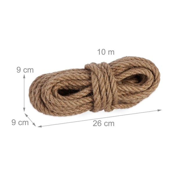 Jute Snöre - Relaxdays - 10046051 - Paket med 2 Stövlar - 10 m var - Biologiskt nedbrytbart - Gör-det-själv ljusbrun