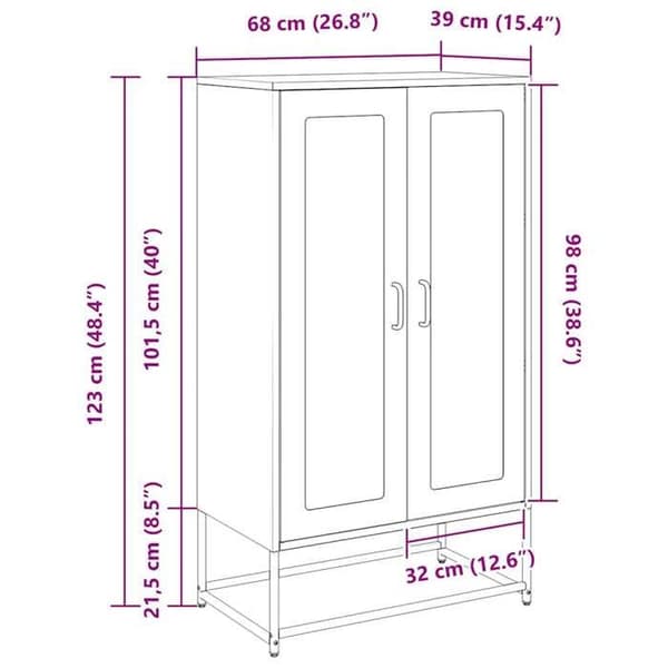 vidaXL Buffé hög antracit 68x39x123 cm stål 853358.