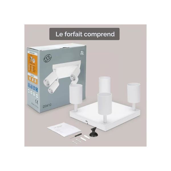 Taklampa - Kambo - 4 Spotlights - Vit - Modern - GU10 Vit