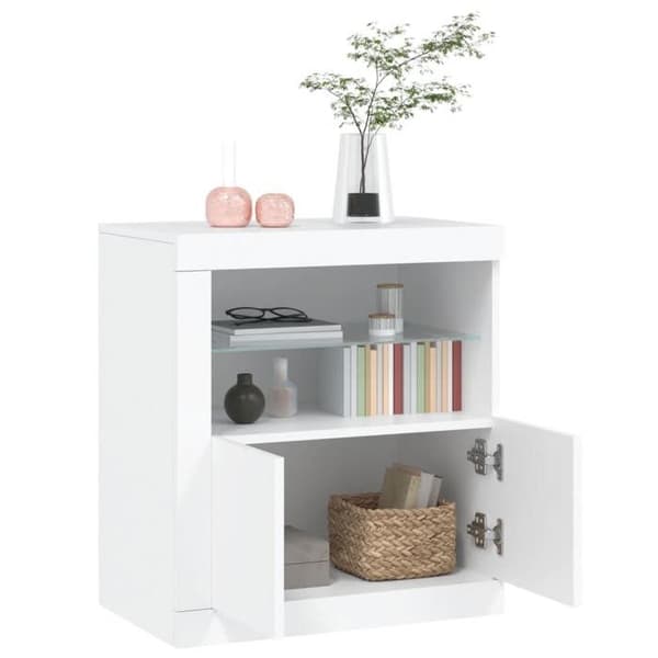 vidaXL Buffé med LED-lampor vit 60,5x37x67 cm 836616