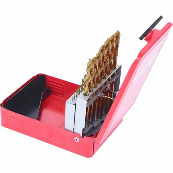 Borr - Ks-verktyg - 330.4610 - Set med spiralformade bitar HSS TiN i acero casete 19 pzs. 1-10 mm