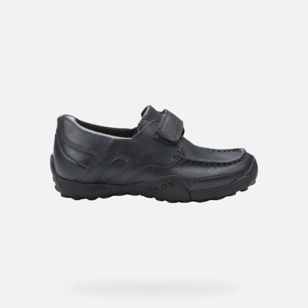Geox JR W.SNAKE MOCASSINO mockasiner för pojkar i marinblått läder Blå 26