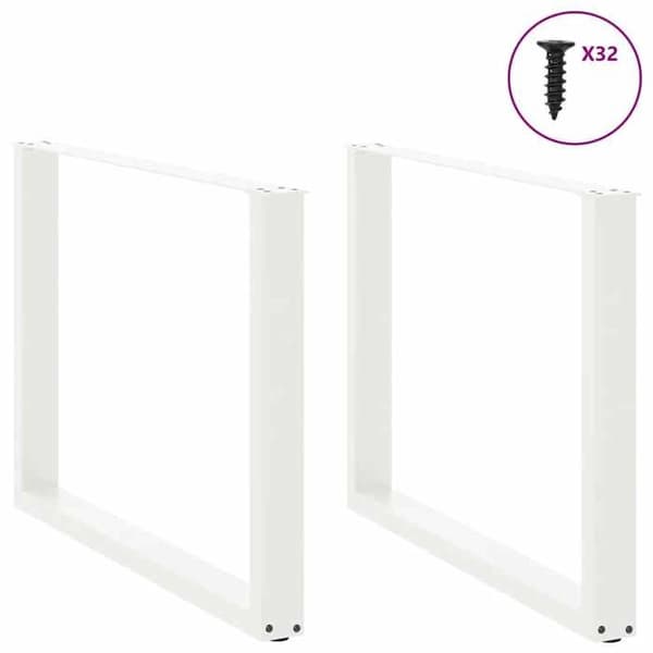 vidaXL U-formade matsalsben 2 stycken Vit 100 x (72-73) cm Stål 4013197