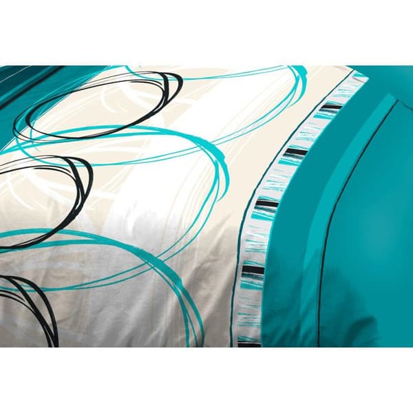 Överdragssängkläder 220x240 + 2 örngott - Mikrofiber - Turquoise friform Blå vit