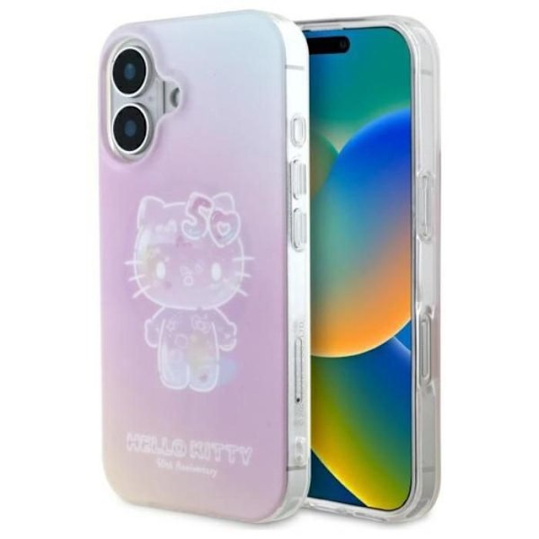 Coque för iPhone 16 - Hello Kitty Hardcase IML Hello Kitty 50-årsjubileum MagSafe (HKHMP16SH50AP) - Rosa rosa