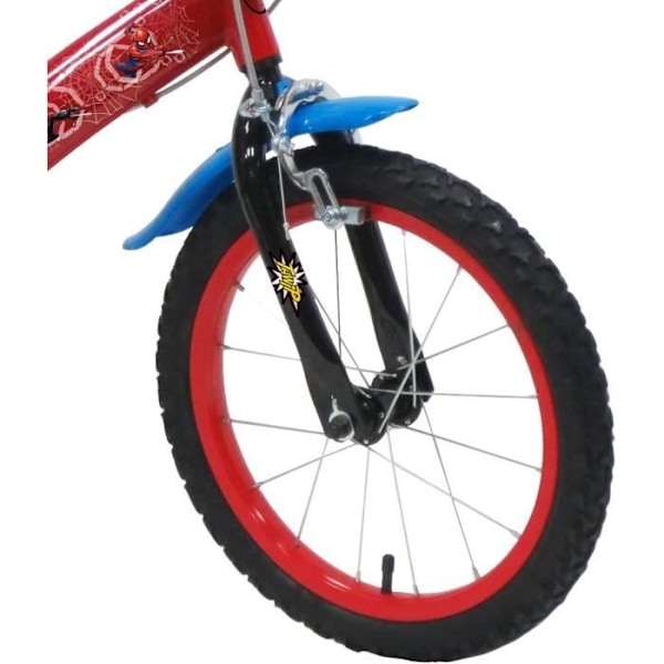 16'' pojkcykel SPIDERMAN - ATLAS - Styv stålram & gaffel - 2 bromsok - Uppblåsbara däck Röd