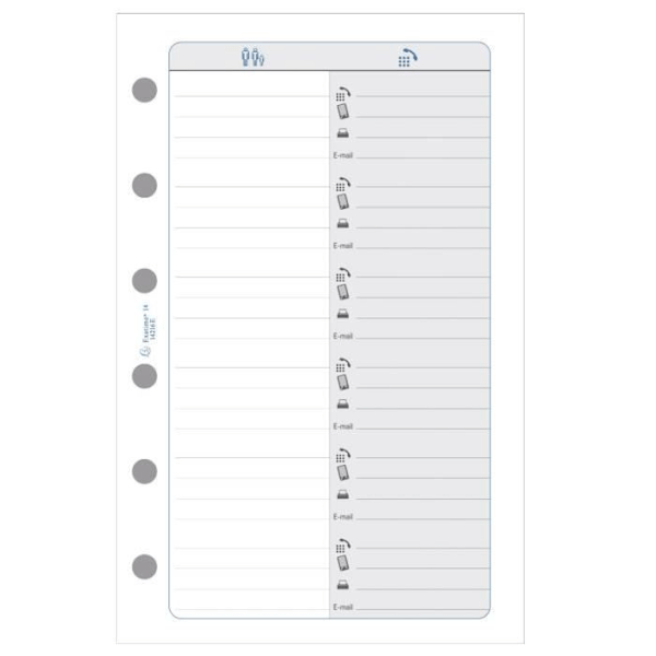 Fyll på telefonadressblad - Exacompta - Exatime 14 - 32 ark - 12,6 x 8,1 cm - Vitt papper Vit