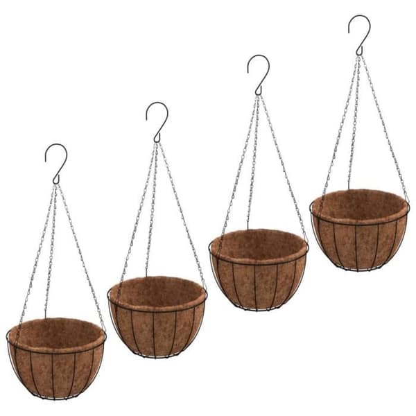 Hängande krukor - VIDAXL - 35x52 cm - Stål - Kokosfoder - Svart Svart