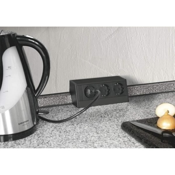 EVOline R-Dock 3 vägguttag Schuko Svart