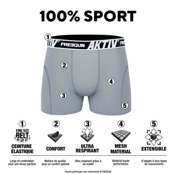 Freegun Aktiv Boxershorts för män - Paket med 3 - Svart - Slitstark och bekväm Svart M