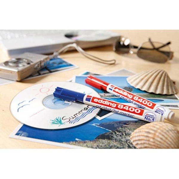 Edding Set med 4 permanent bläck CD/DVD/BD markörer Bullet tip Assorterade färger